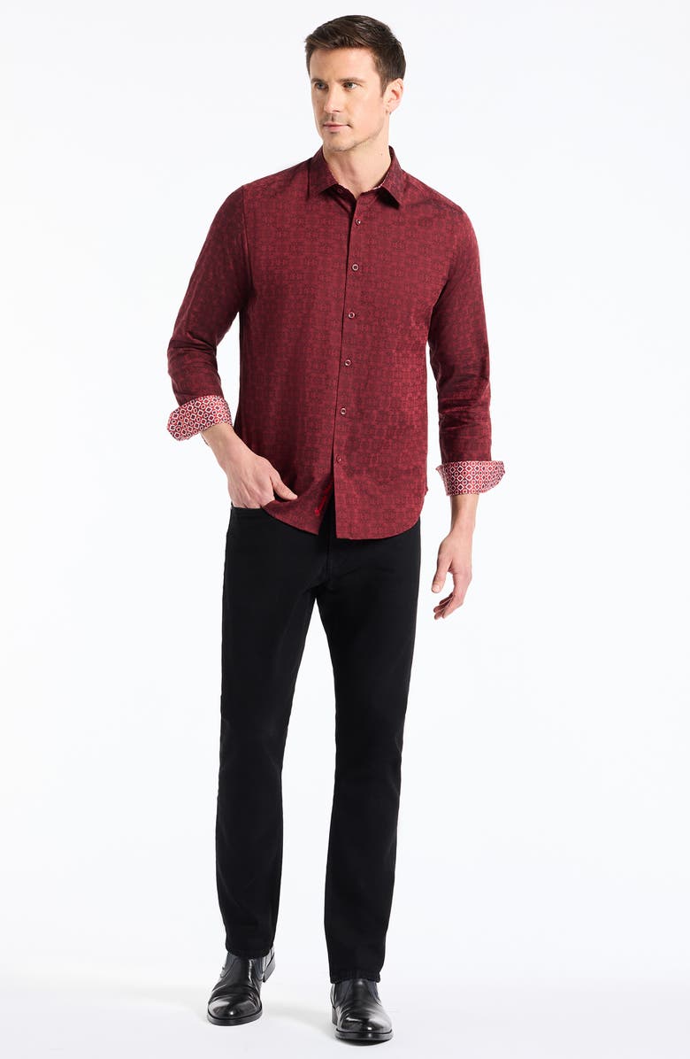 Robert Graham Stellman Long Sleeve Button-Up Shirt, Alternate, color, Burgundy