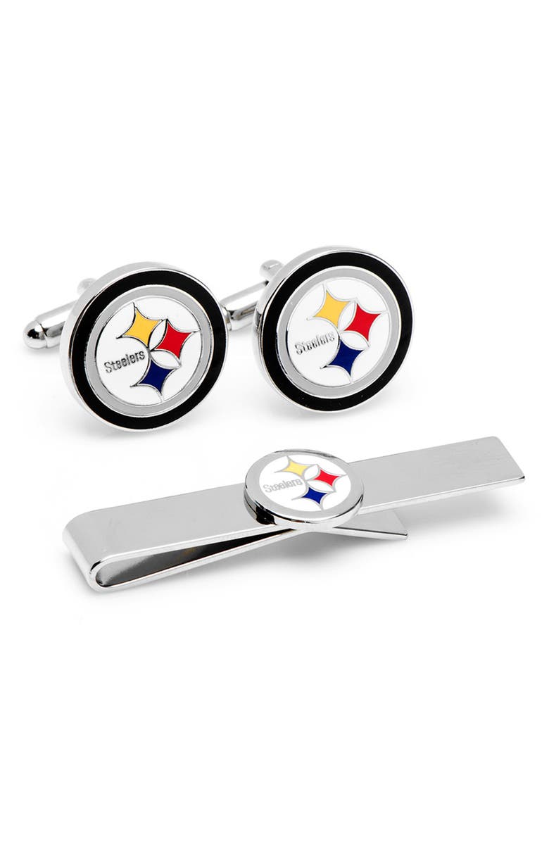 Cufflinks, Inc. NFL Pittsburgh Steelers Cuff Links and Tie Bar Gift Set, Main, color,
