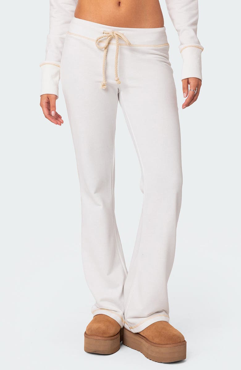 EDIKTED Alexia Low Rise Sweatpants, Main, color, White