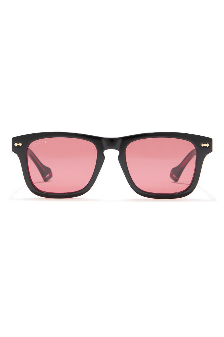 53mm Square Sunglasses, Main, color, BLACK