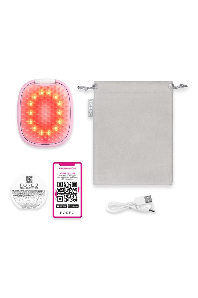 Flip LED Detangling Hairbrush, Alternate, color, PEARL PINK