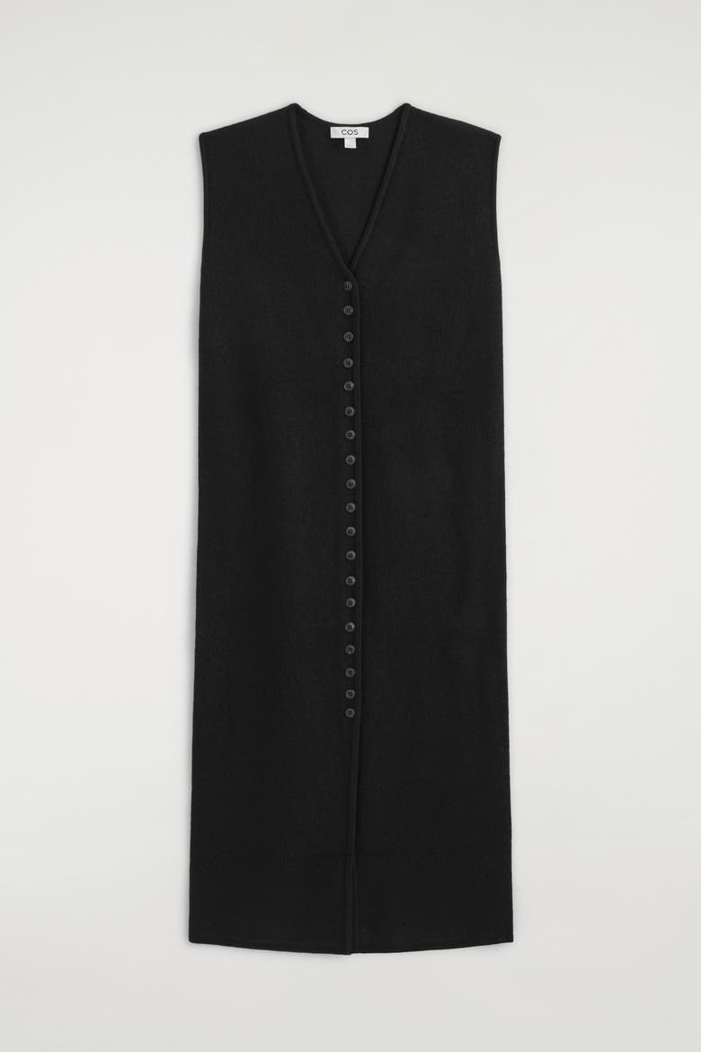 Buttoned Boiled Merino Wool Dress, Alternate, color, BLACK
