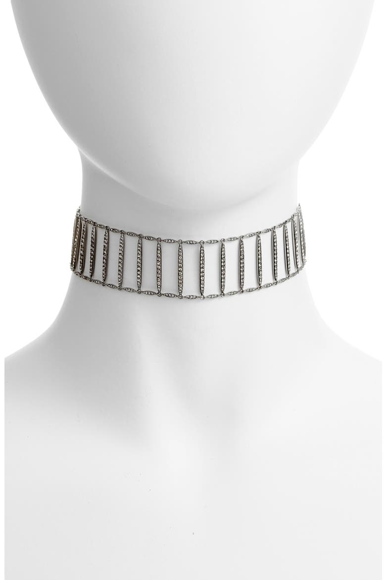 Kate Pavé Bar Choker, Main, color, BLACK