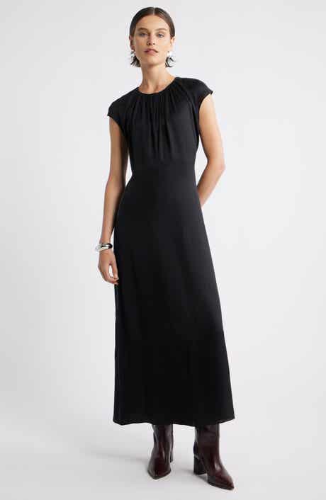 Nordstrom Shirred Cap Sleeve A-Line Dress