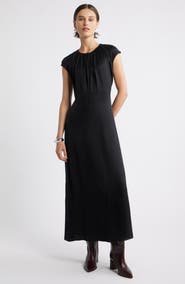 Nordstrom Shirred Cap Sleeve A-Line Dress