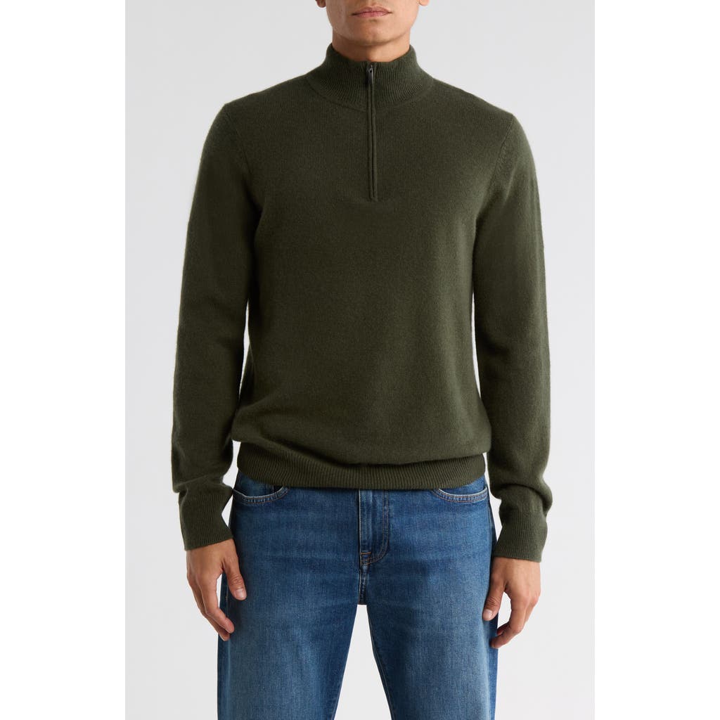 Nordstrom Cashmere Quarter Zip Sweater In Green