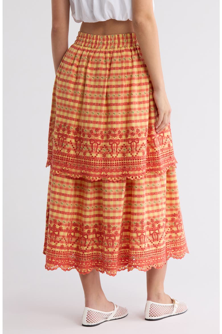 Cosette Rara Tiered Organic Cotton Midi Skirt, Alternate, color, ORANGE