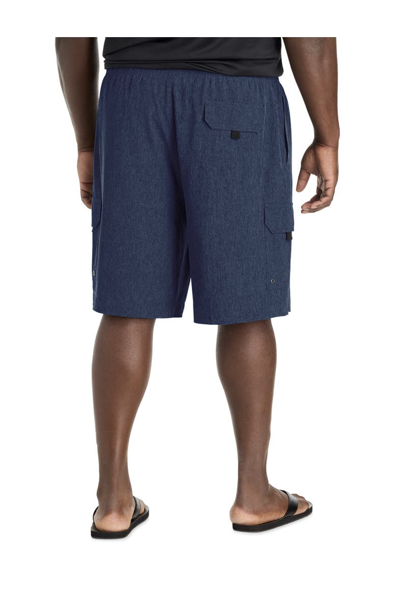Big & Tall Cargo Stretch Swim Trunks, Alternate, color, NAVY HEATHER