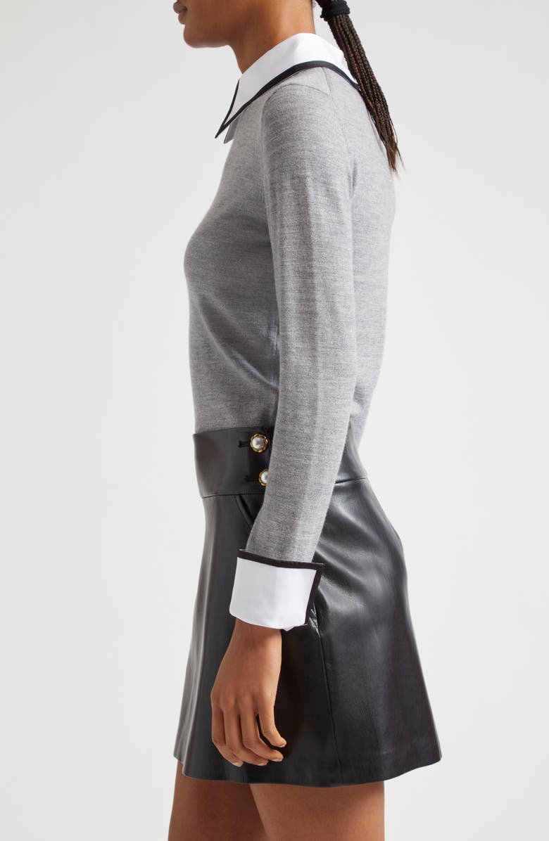 Alice + Olivia Porla Collared Wool Sweater, Alternate, color, 