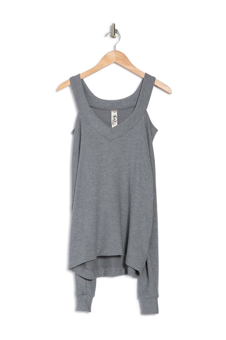V-Neck Cold Shoulder Long Sleeve Sweater, Alternate, color, NAVY
