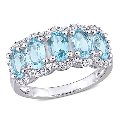 Gemstones Oval Semi-Eternity Ring