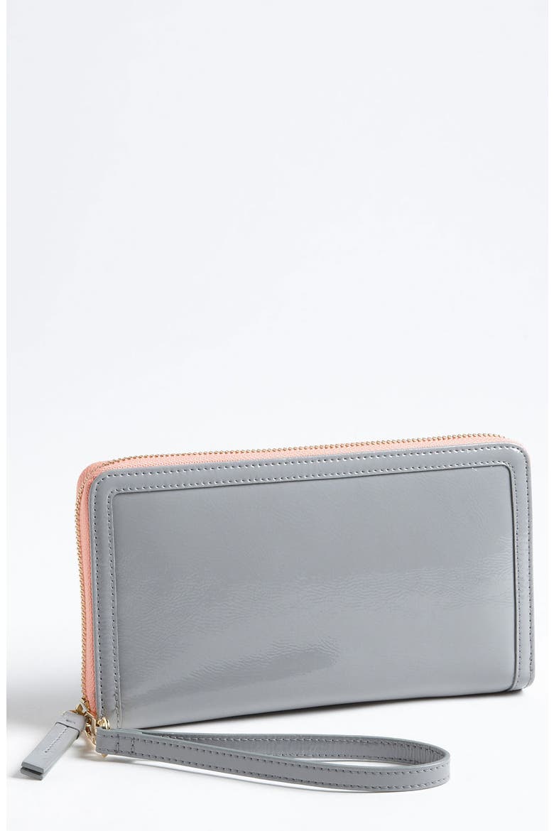 Halogen Zip Around Wallet, Main, color, DOVE GREY/ CORAL