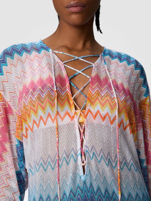 Missoni Long Cover-up In Zigzag Lamé Viscose Blend In Multicoloured