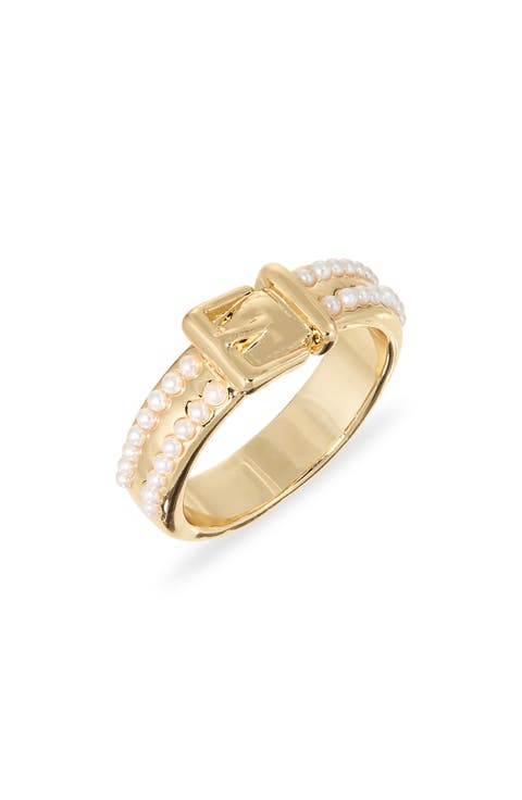 Faux Pearl Buckle Ring