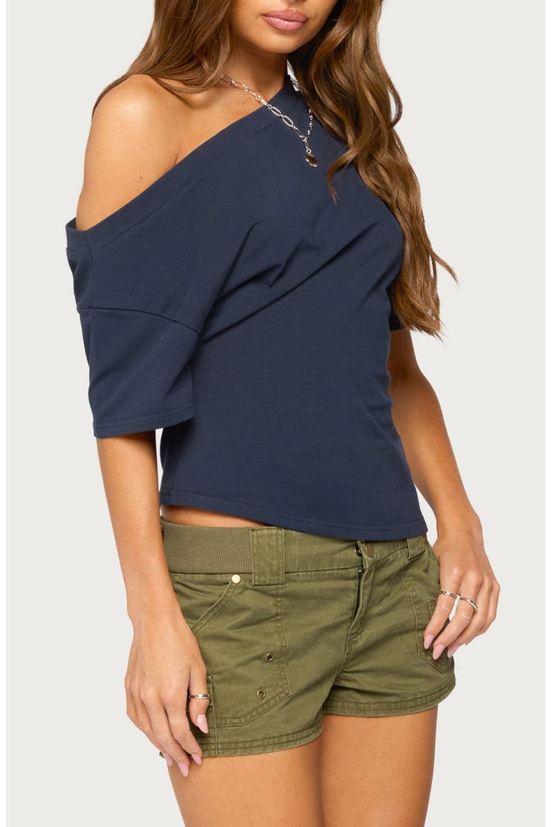 Mariee Asymmetric Off the Shoulder T-Shirt, Alternate, color, NAVY