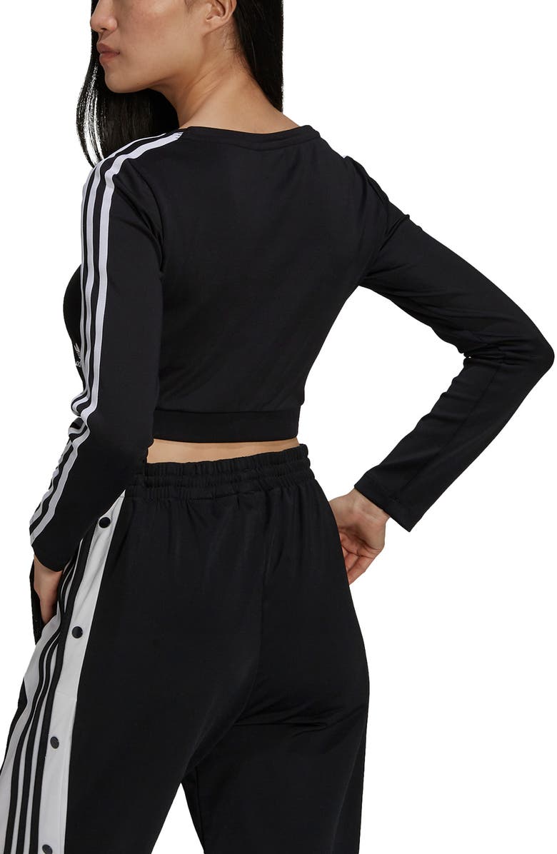 adidas Originals Crop Long Sleeve Interlock T-Shirt, Alternate, color, 