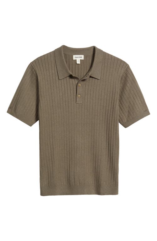Open Edit Rib Polo Sweater In Brown