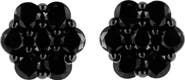 Haus of Brilliance Silver 4.0 Ct Prong Round Black Diamond Floral Cluster Stud Earring