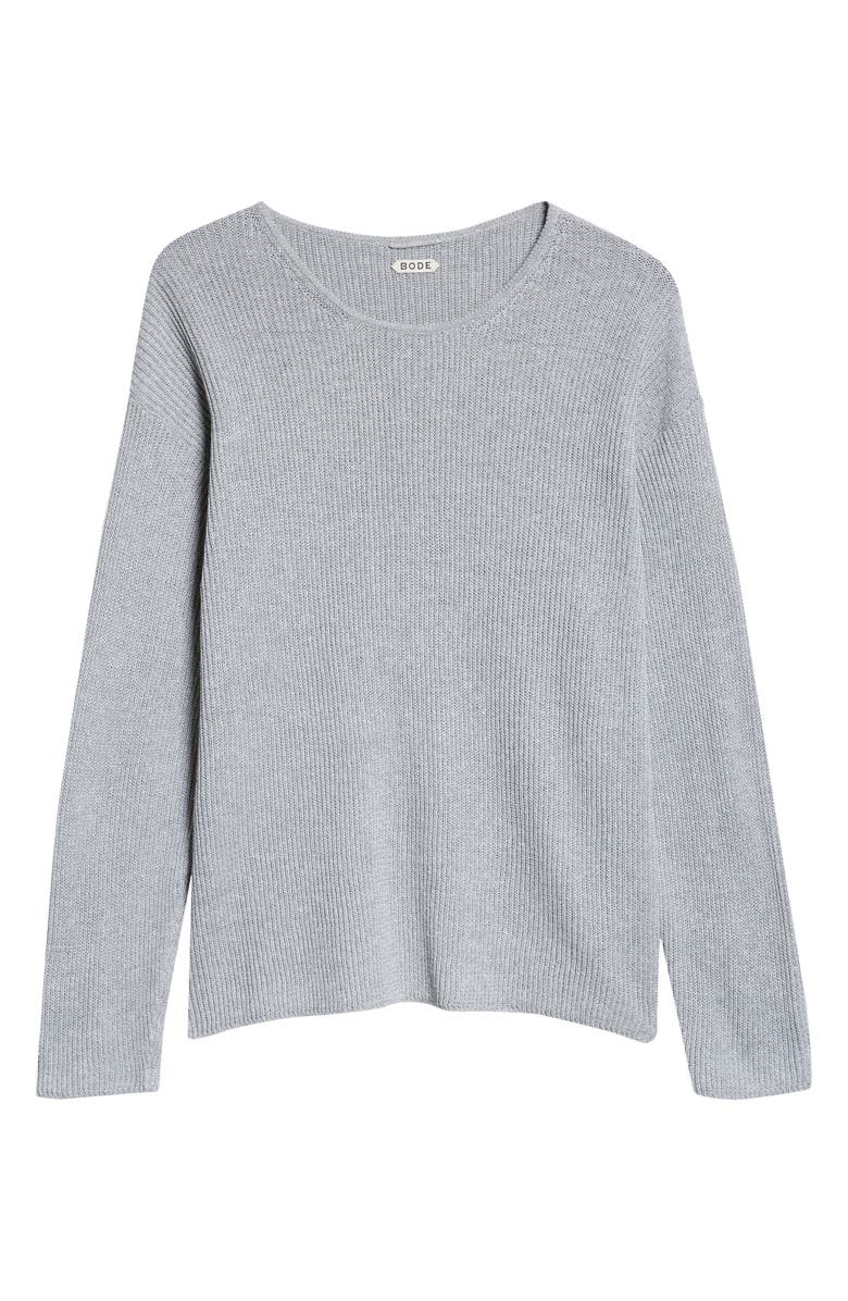 Bode Weymouth Cotton & Linen Rib Sweater, Alternate, color, Grey