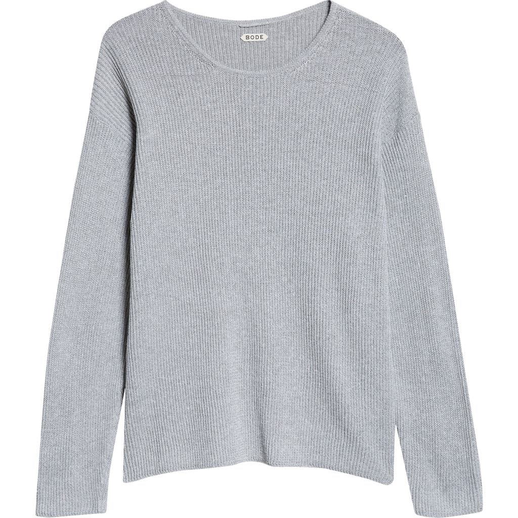 Bode Weymouth Cotton & Linen Rib Sweater In Grey