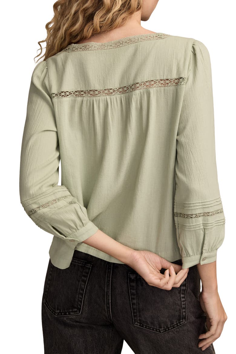 Lace Detail Cotton Top, Alternate, color, AQUA GRAY
