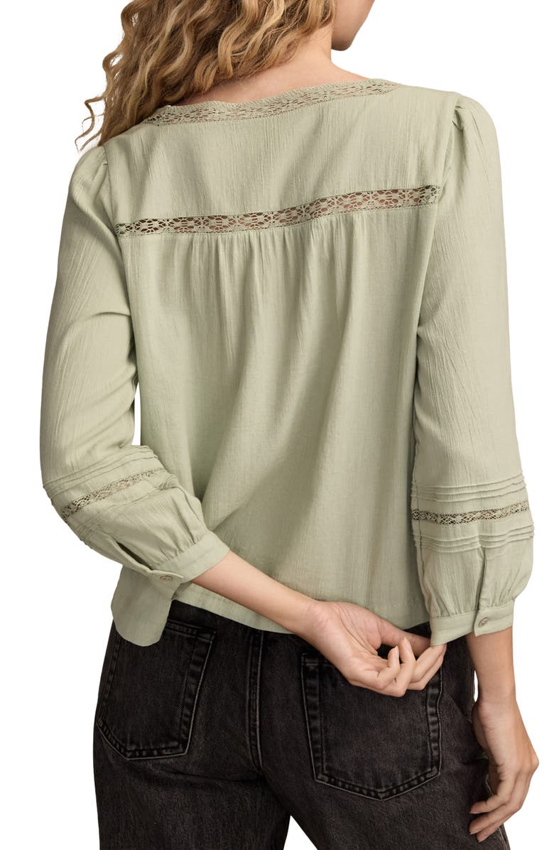 Lucky Brand Lace Detail Cotton Top, Alternate, color, Aqua Gray