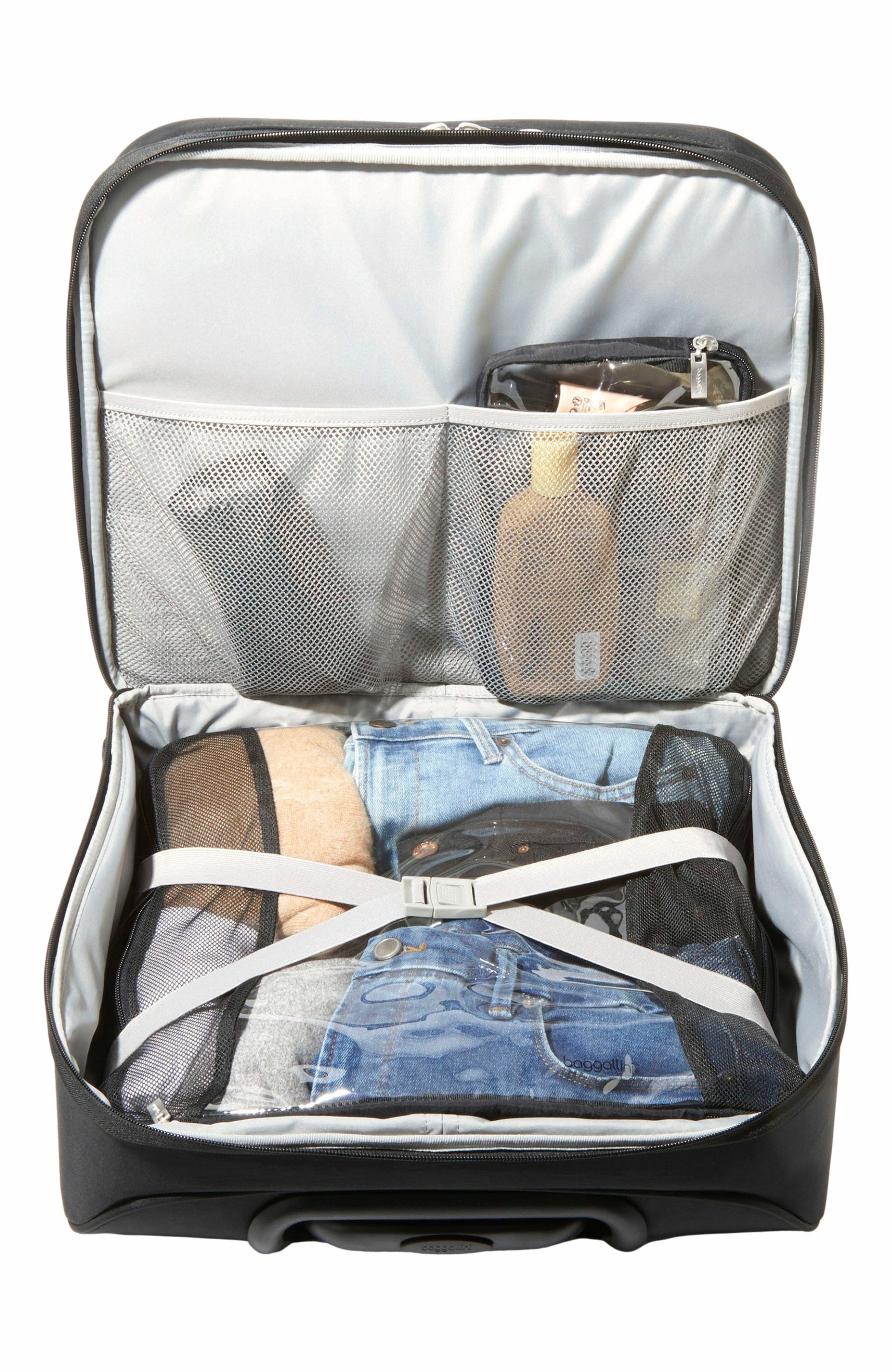 BAGGALLINI 2 Wheel Tote Carry On Roller Luggage, Alternate, color, Black