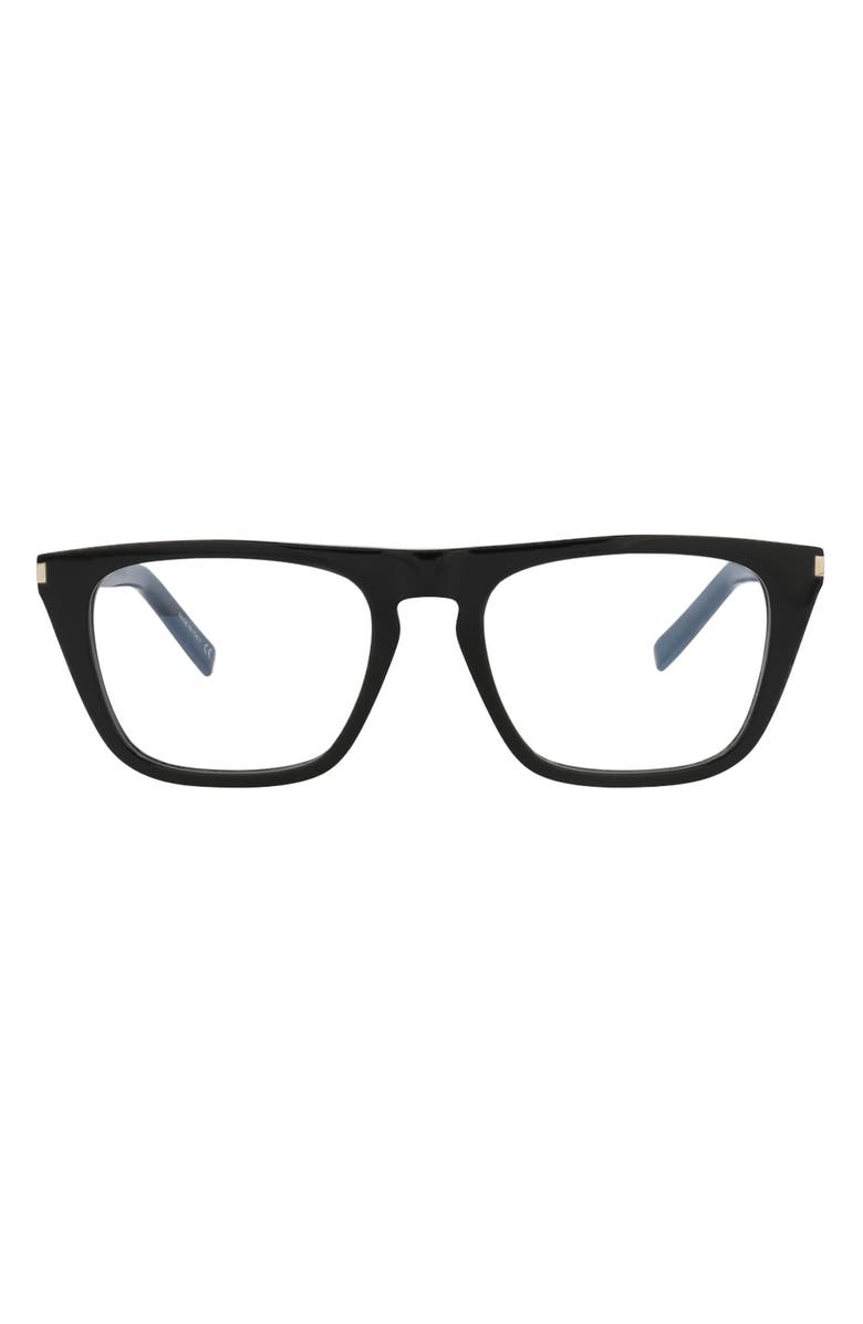 Saint Laurent 53mm Square Optical Glasses, Main, color, Black
