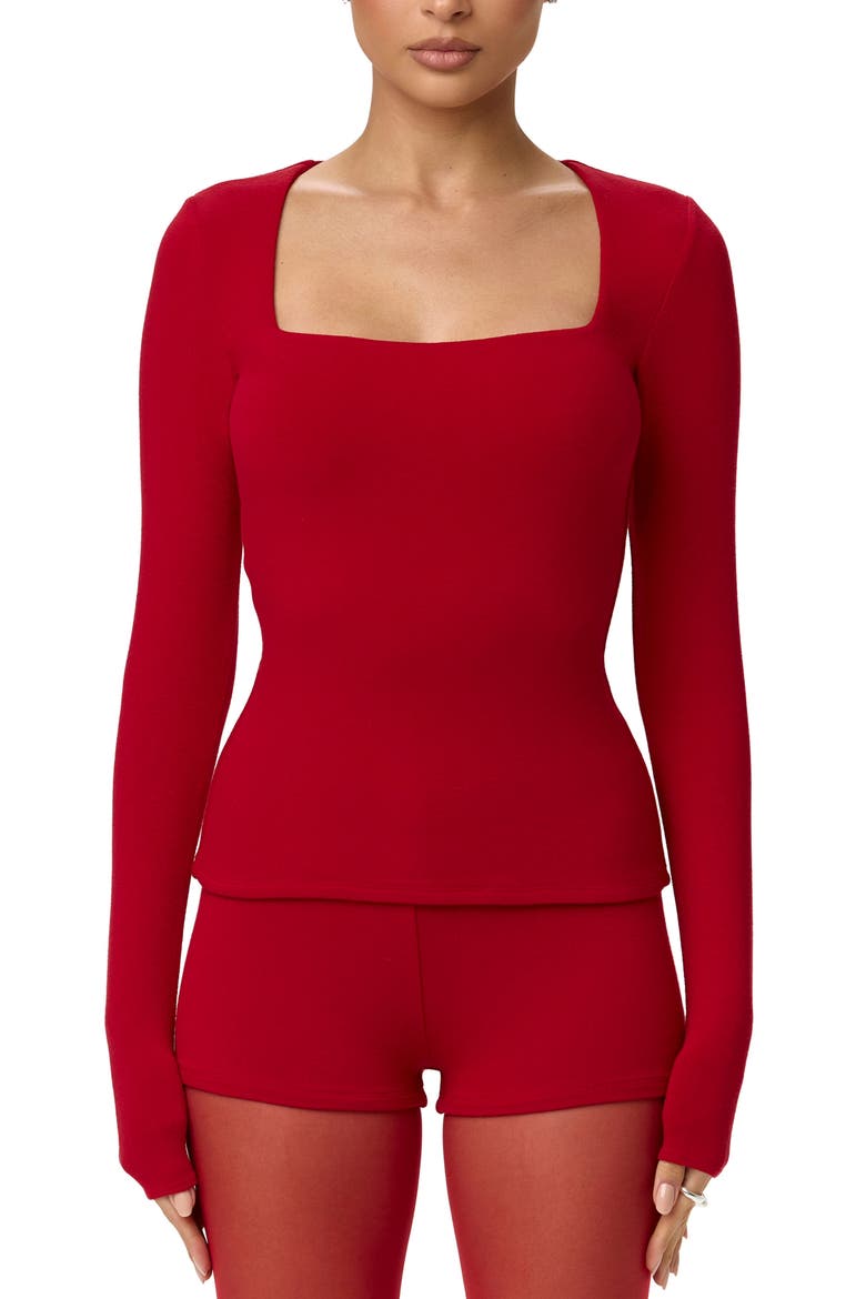 Square Neck Crop Top, Main, color, RED