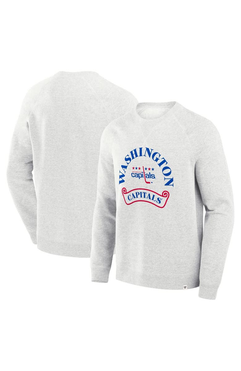 FANATICS Men's Fanatics Heather Gray Washington Capitals Banner Fleece Raglan Pullover Sweatshirt, Main, color, Heather Gray
