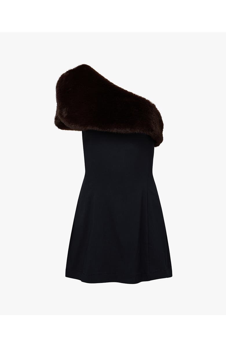 WeWoreWhat Faux Fur One Shoulder Mini Dress, Alternate, color,