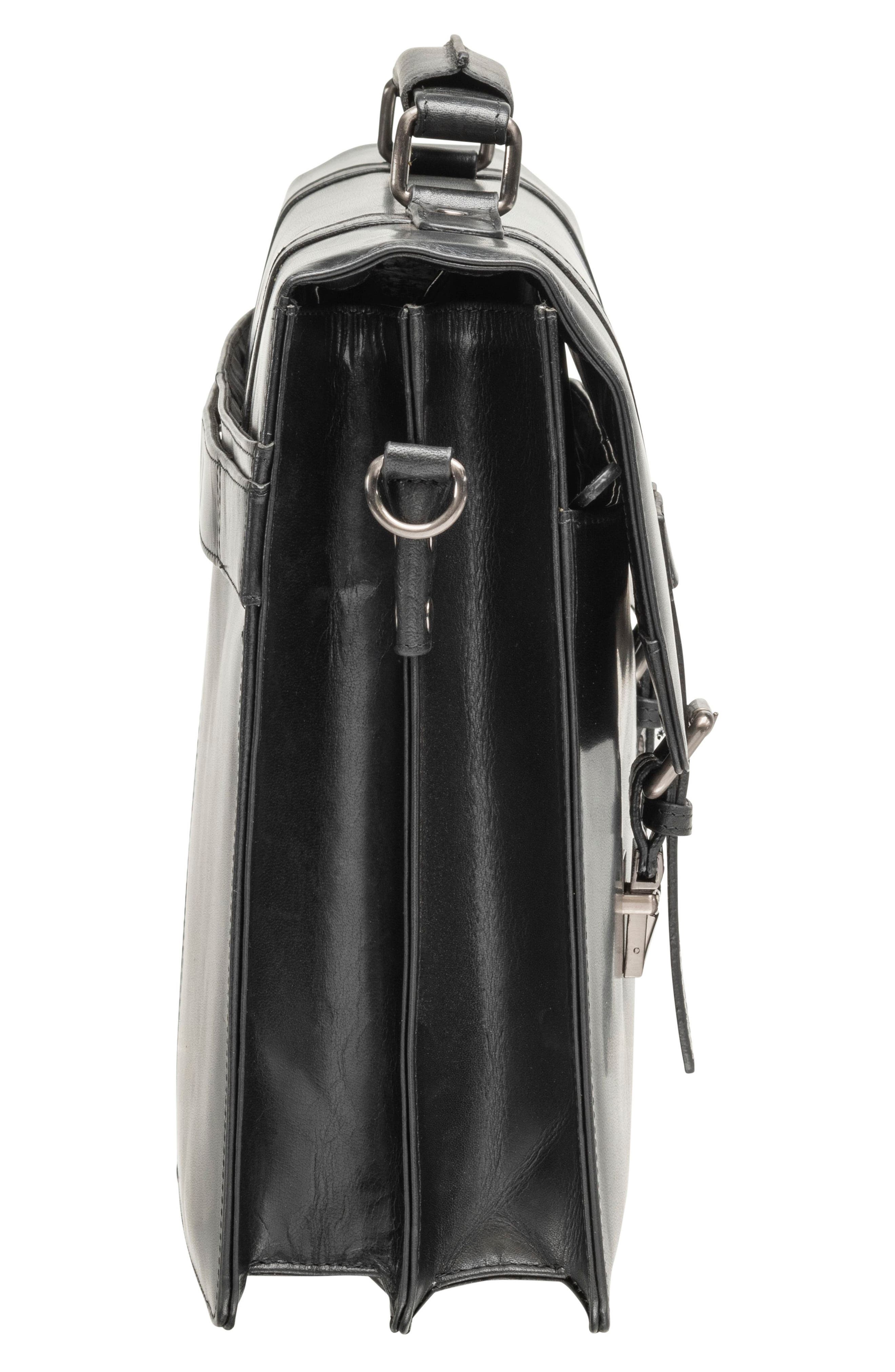 Mancini Double Compartment Flap Leather Briefcase, Alternate, color, Black