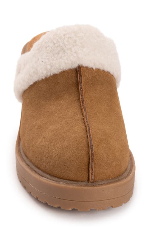 Muk Luks Sophia Faux Fur Trim Mule In Brown