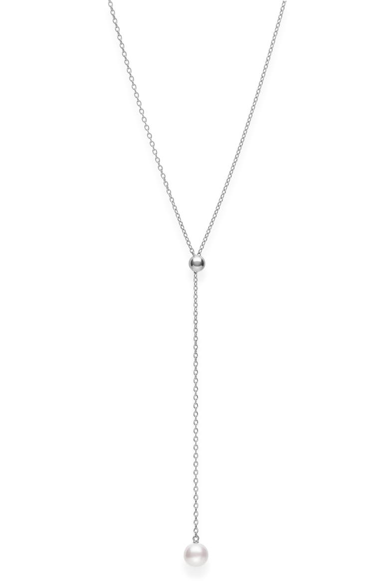 Japan Collections Pearl Lariat Necklace, Main, color, WHITE GOLD/ PEARL