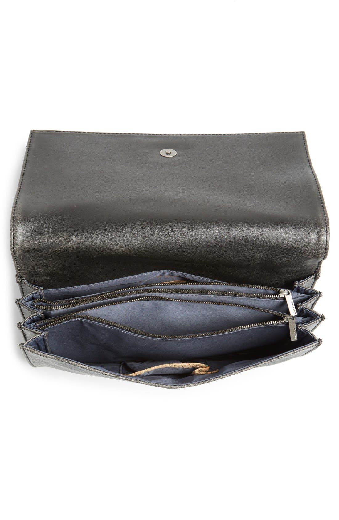 'Tardy' Vegan Leather Crossbody Accordion Satchel, Alternate, color, BLACK