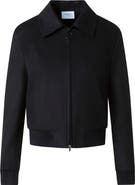 Akris punto Wool Blend Crop Bomber Jacket