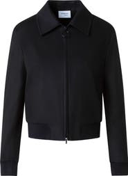 Akris punto Wool Blend Crop Bomber Jacket