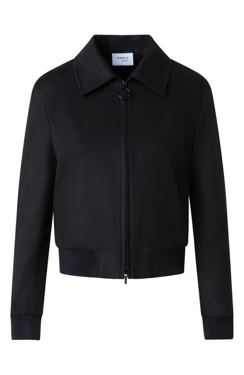 Akris Punto Wool Blend Crop Bomber Jacket In Black