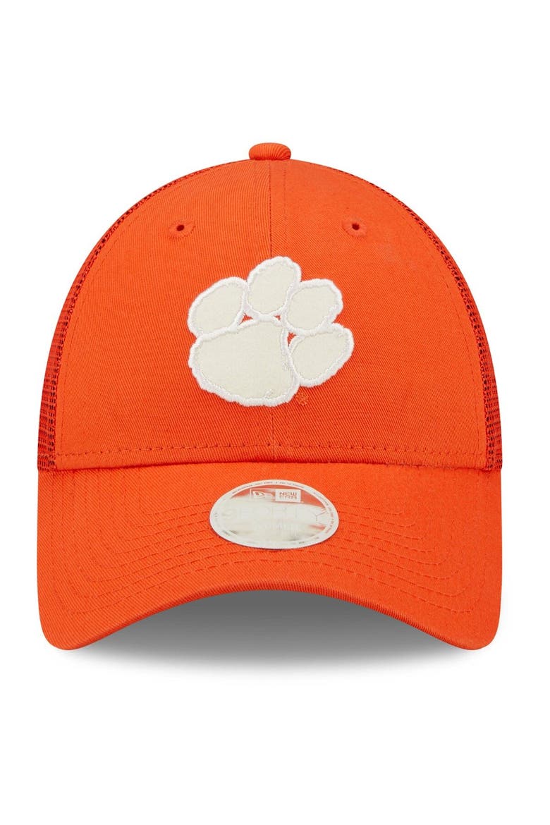 Women's New Era Orange Clemson Tigers 9FORTY Logo Spark Trucker Snapback Hat, Alternate, color, Orange