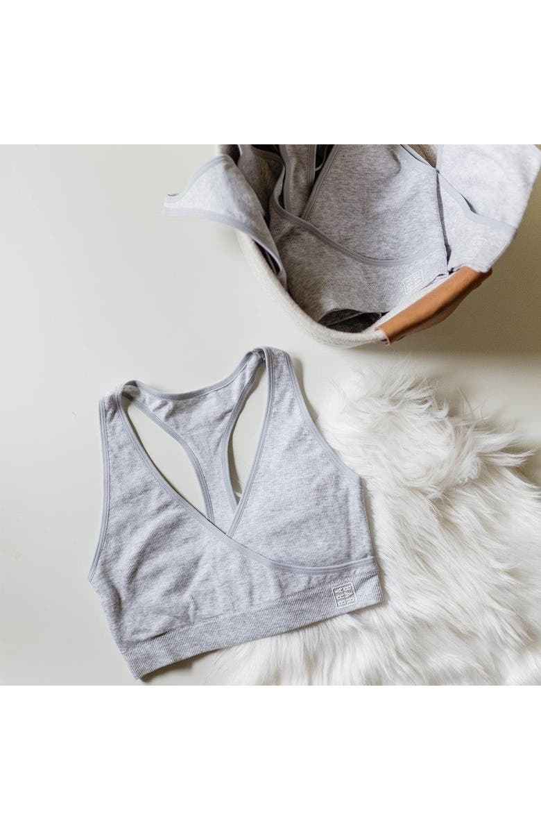 BRABAR Cotton Stretch Rib Racerback Sports Bra, Alternate, color, Grey Heather