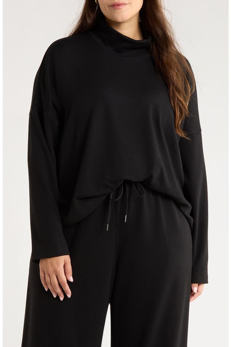 Drop Shoulder Turtleneck Top, Main, color, BLACK