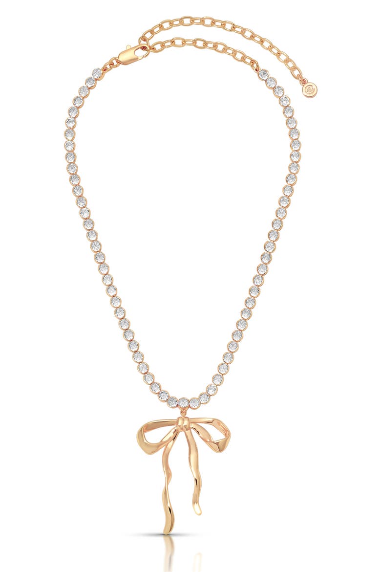 Bow Organica Pendant Tennis Necklace, Alternate, color, GOLD