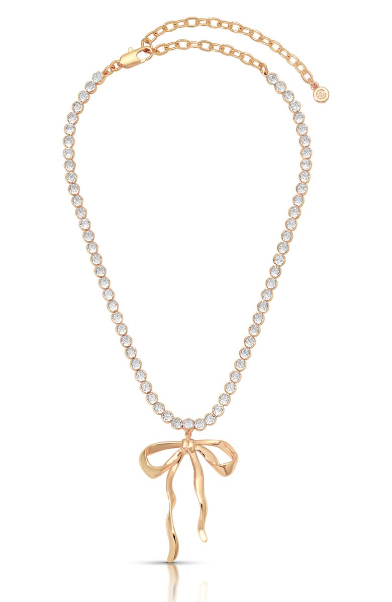 Ettika Bow Organica Pendant Tennis Necklace, Alternate, color, Gold