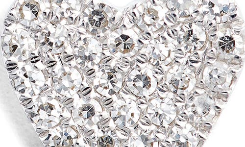 Meira T Elongated Diamond Heart Stud Earrings In Silver