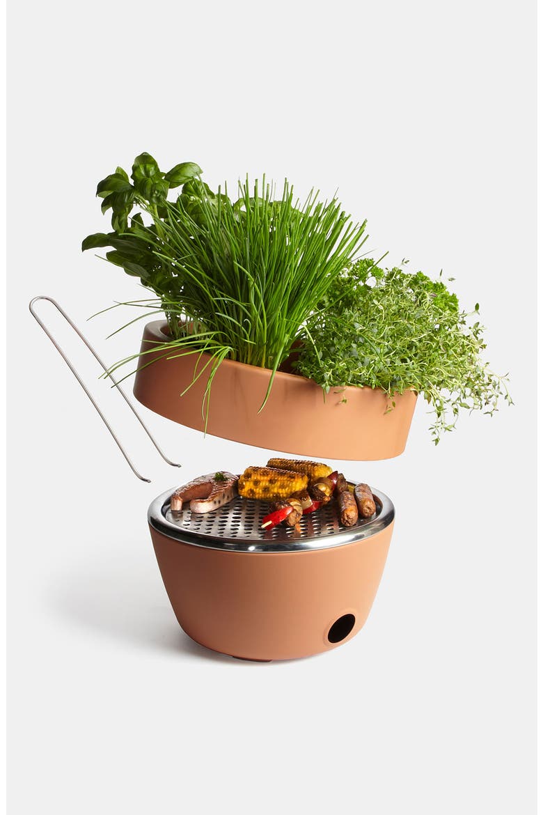 Two-in-One Planter & Barbecue, Main, color, BROWN