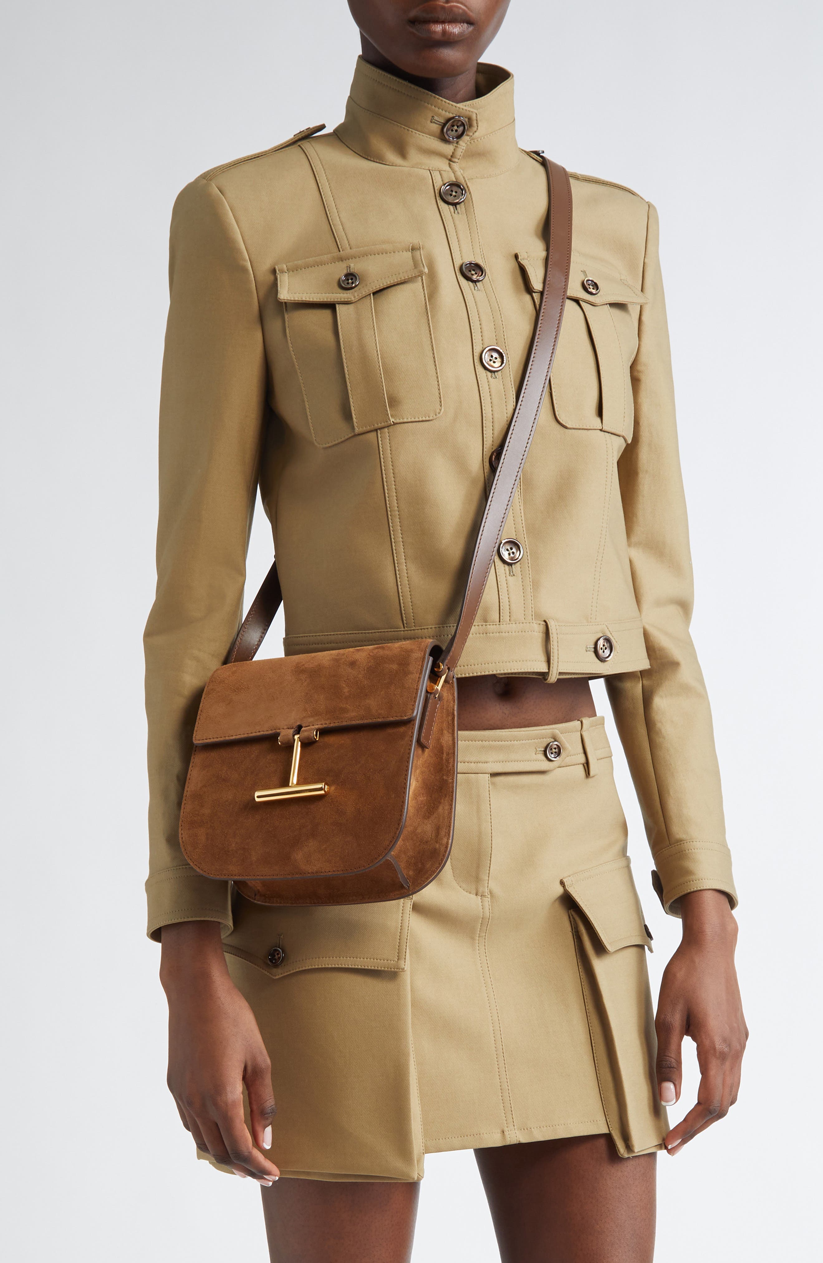 TOM FORD Mini Tara Suede Crossbody Bag, Alternate, color, 