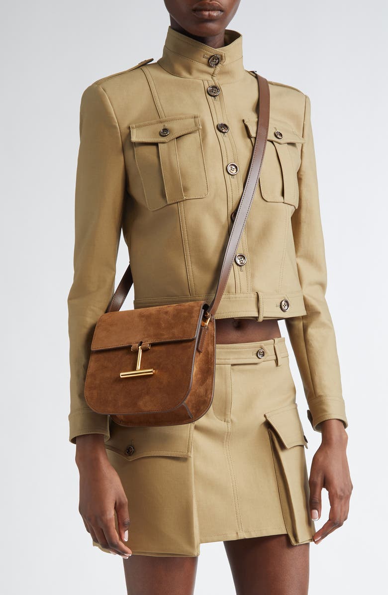 TOM FORD Mini Tara Suede Crossbody Bag, Alternate, color,