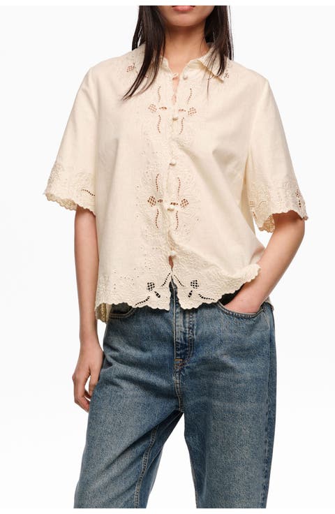 Linen Cotton Embroidered Shirt