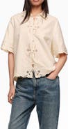 Bimba y Lola Linen Cotton Embroidered Shirt