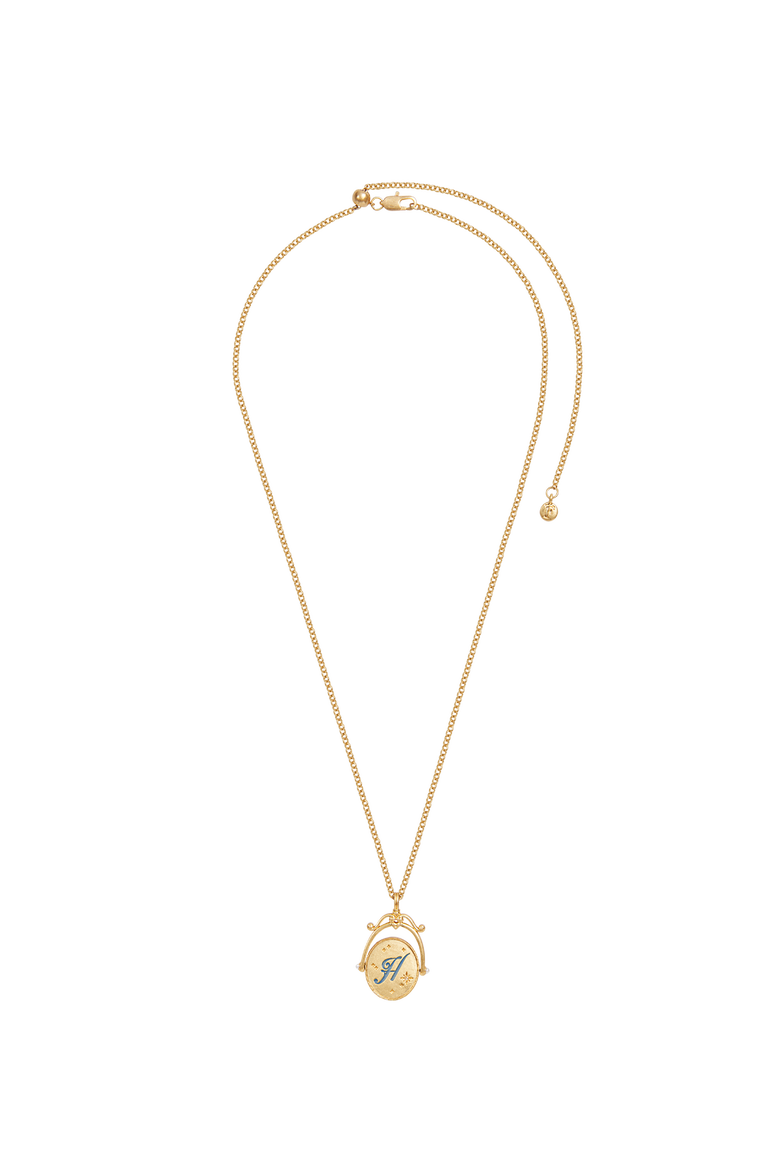H Initial Hydrangea Gold Spinner Chain Necklace, Alternate, color, Gold